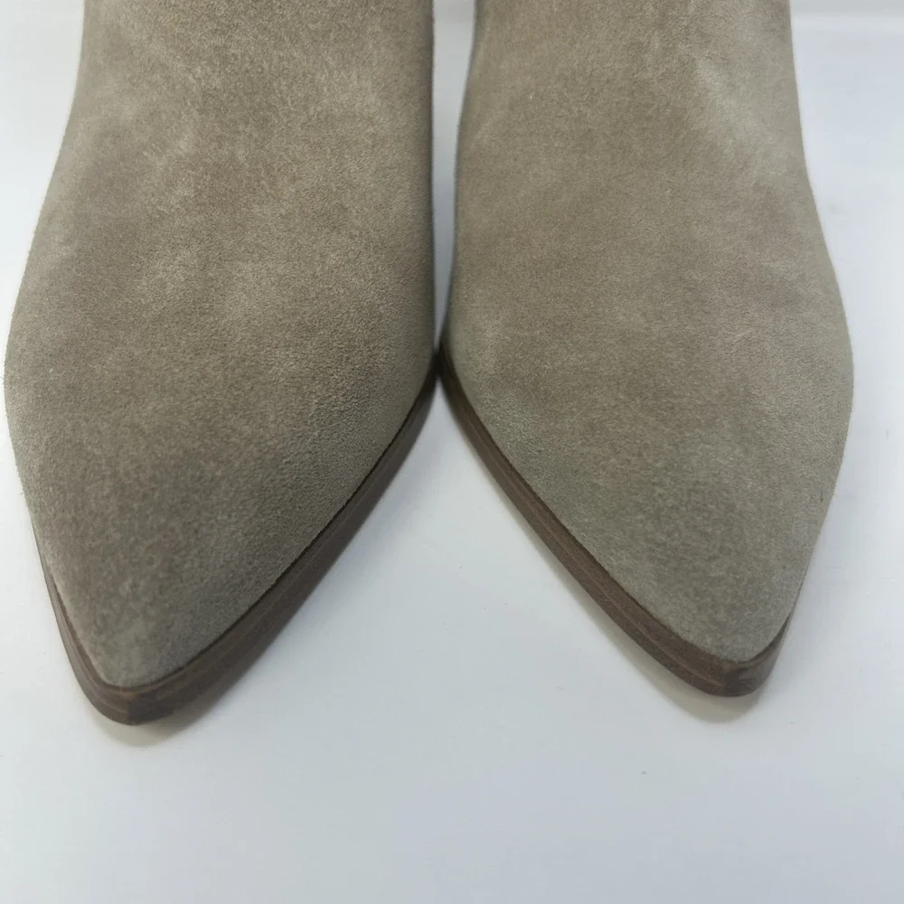 Nine West Kadon Slouch Boots Taupe Suede‎ Mid Calf Pointed Toe Block Heel 8M NIB